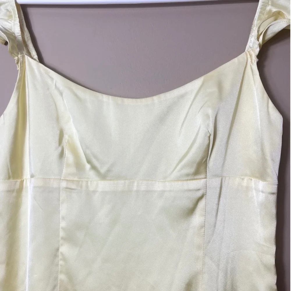 Beginning‎ Boutique Yellow Satin Ruffle Mini Dress Size 4 Coquette Party Summer